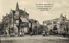 711522 Reclameprentbriefkaart van de Utrechtsche Melkinrichting Electrische Zuivelfabriek, Catharijnesingel 101 [hoek ...